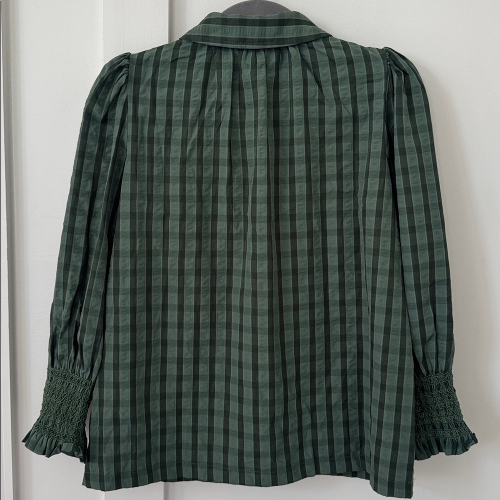 Tuckernuck POMANDER PLACE Green Windowpane Seersucker Vail Blouse Size XS - Picture 4 of 8